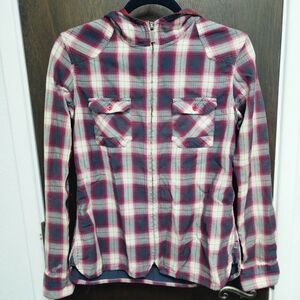 Thermal Hooded Lined Flannel Zip-Up Shacket Unisex M